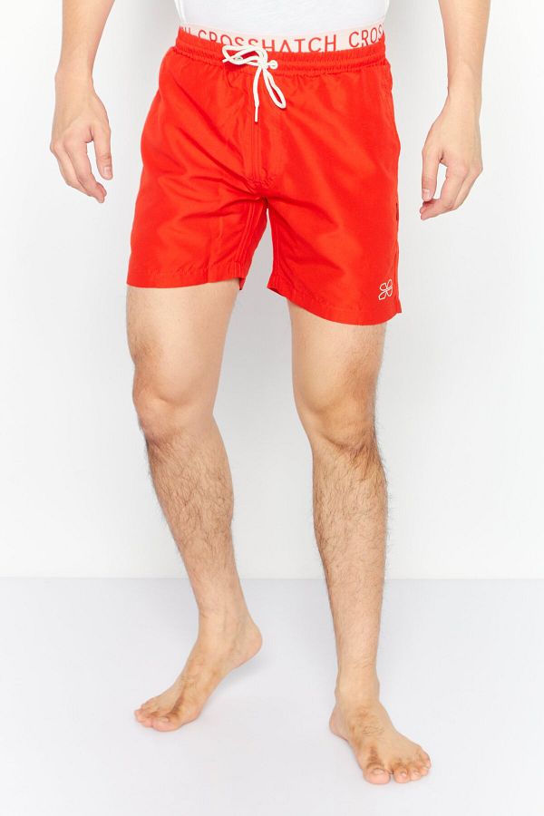 Crosshatch Men Brand Logo Board Short Swimwear Red Trendyol