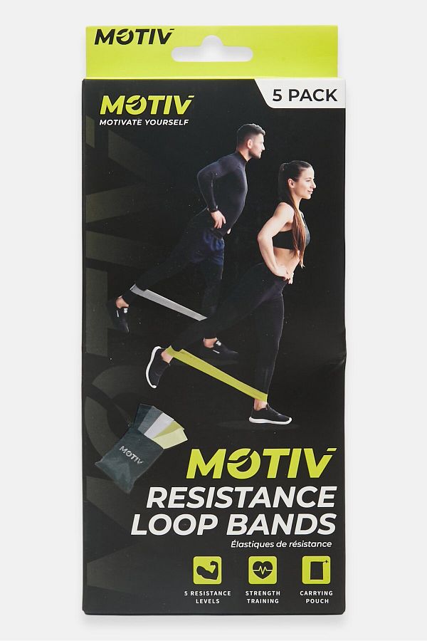 Motiv-5 Pc Non-Slip Power Resistance Loop Band, Black/Green 1