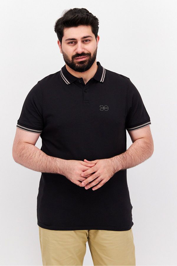 Crosshatch Men Regular Fit Brand Logo Short Sleeve Polo Shirt Black Trendyol