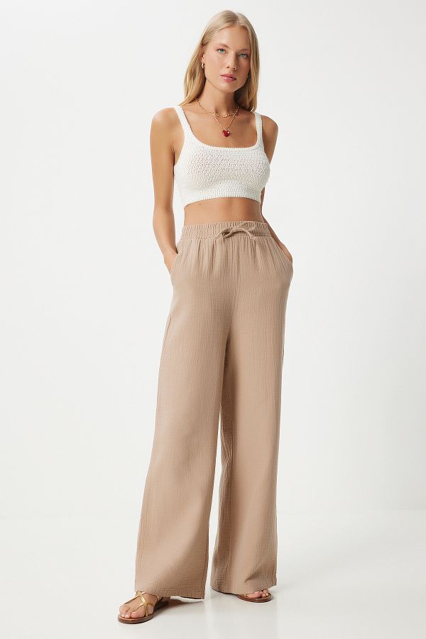 Happiness İstanbul-Musselin Biscuit Palazzo Hose – Damen MX00160 1