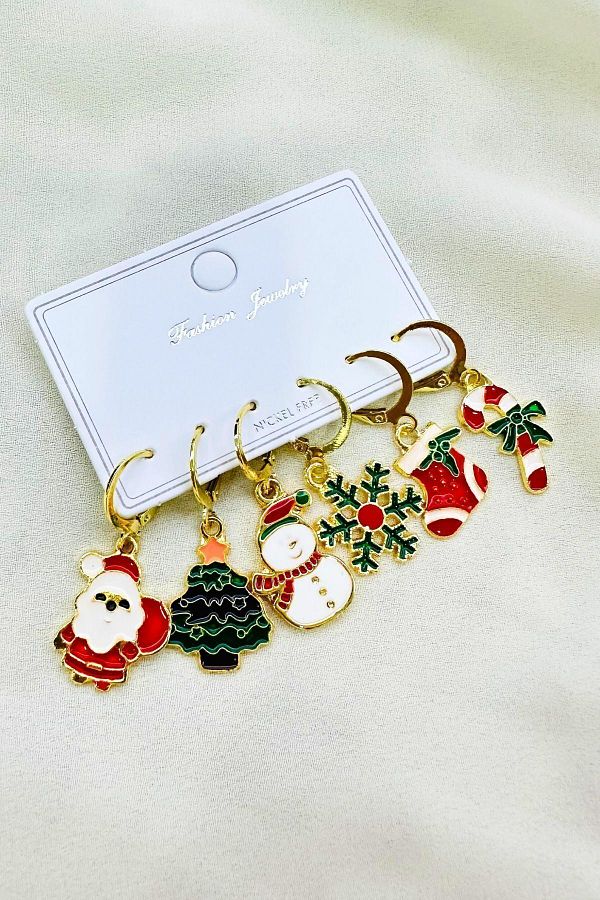 PETEK AKSESUAR SET OF 6 NEW YEAR CHRISTMAS THEMED EARRINGS Trendyol