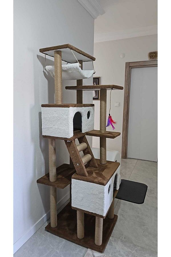 pethomealpi-Luxury Cat Scratching House and Play Platform - with Hammock and Nest 1