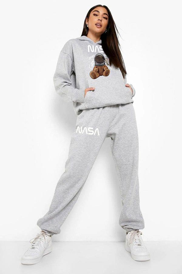 Pink Sky Nasa Printed Oversize Women s Tracksuit Set Hooded Trendyol