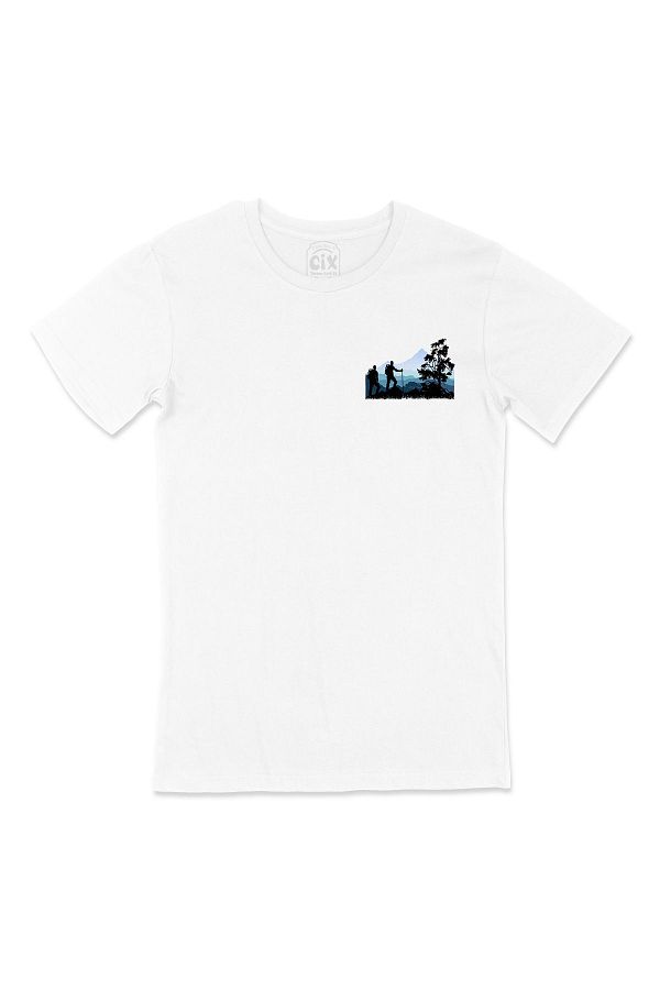 Cix-White T-Shirt with Trekking Pocket Logo Design 1
