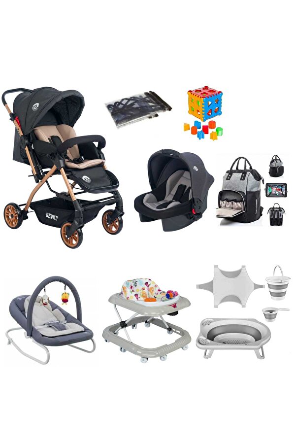 4KİDS Bebek Çeyiz Seti Çift Yön Bebek Arabası Puset Anakucağı Yürüteç Katlanır Küvet Seti Bebek Çantası