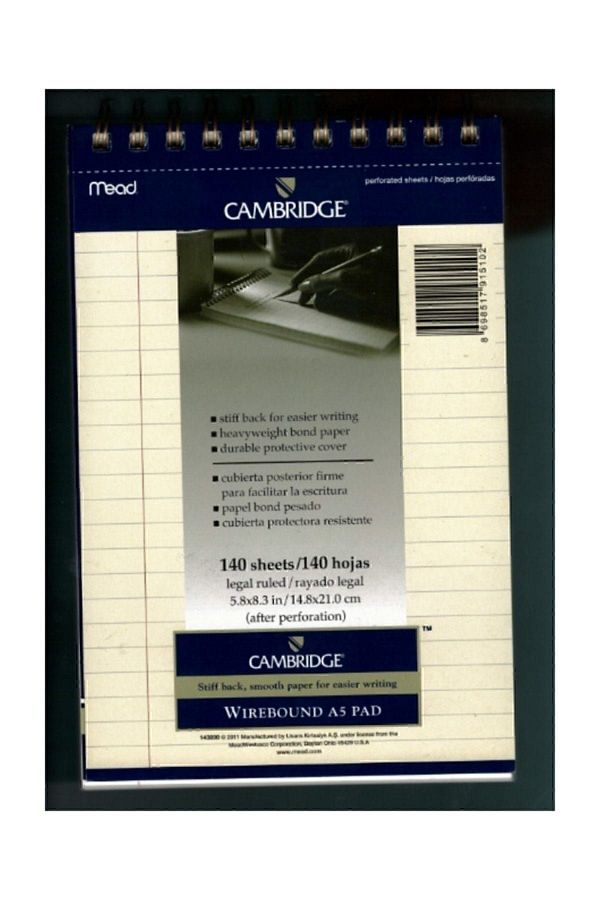 Mead-Cambridge Notepad Ivory A5 70 Sheets Checked 1