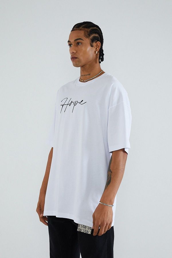 Saw Urbanity Hope Printed White Oversize T-shirt- Trendyol
