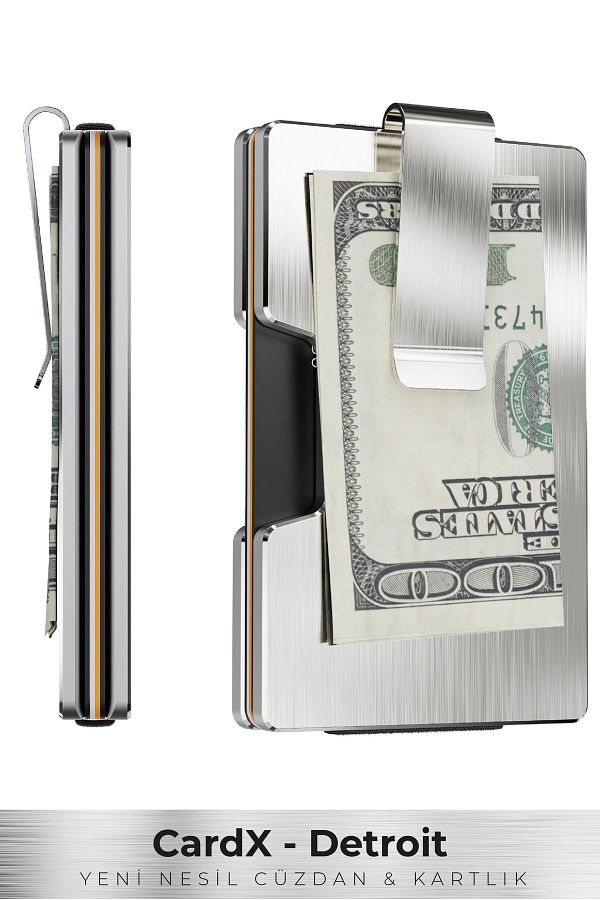 Louise Motto-Cardx - Detroit - New Generation Metal Wallet & Card Holder - Rfid, Removable Clip (SILVER) 1