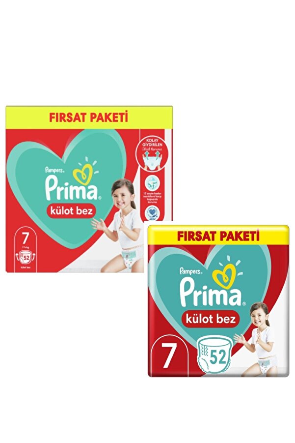 Prima Külot Bebek Bezi Fırsat Paketi Xxl 7 Beden 17 kg+ 52 Adet