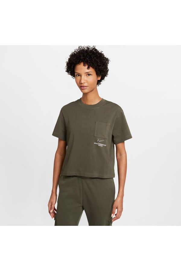 Nike Sportswear Swoosh Women s Khaki T shirt Trendyol