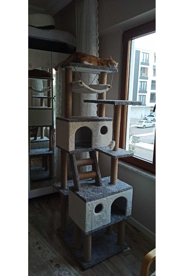 pethomealpi-Luxury Cat Scratching House and Play Platform - with Hammock and Nest 1