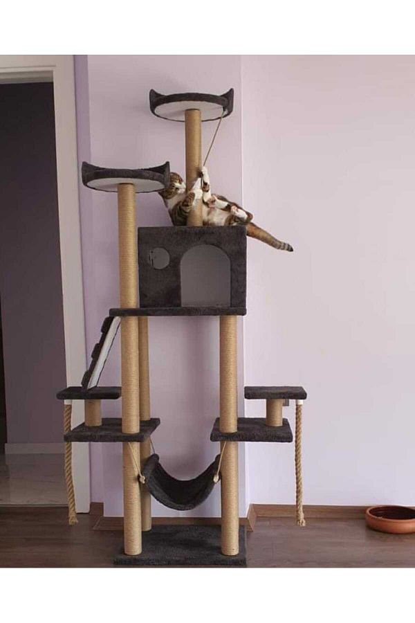 pethomealpi-Luxury Cat Scratching and Play Platform - with Hammock and Nest 1