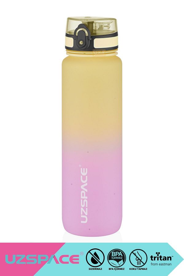 Uzspace-1000ml New Motivational Tritan Water Flask - Double Color, Leak-Proof, BPA Free, and Lockable Lid 1