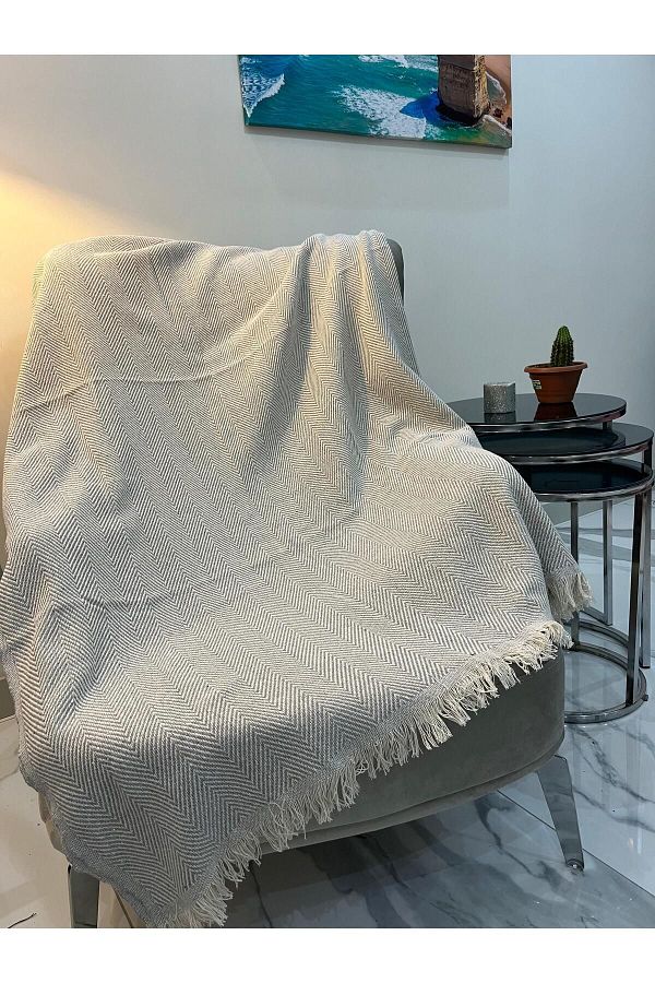 DİVALDİ-Sofa Cover 170x210 Fish Back Pattern Gray 1