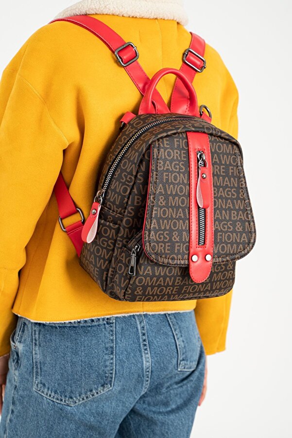 FiONA BAG Kadın Kahve Kırmızı Sırt Ve Omuz Çantası Taşıması Kolay Ve Çok Kullanışlı