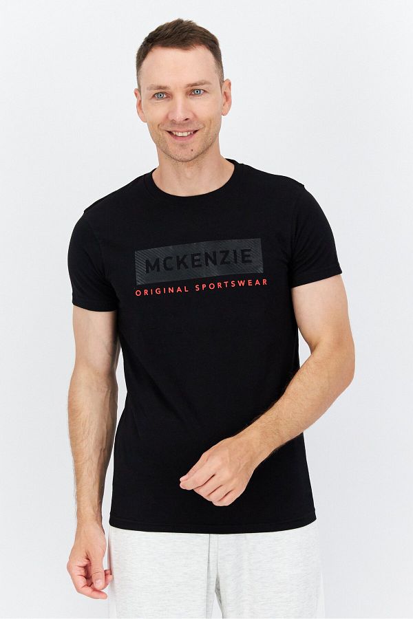 McKenzie Men Sportswear Fit Training Short Sleeve T Shirt Black Trendyol