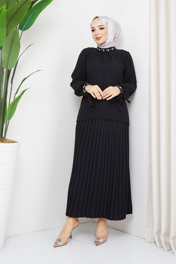 ECK MODA Hijab Top Bottom Set Black Pencil skirt Trendyol
