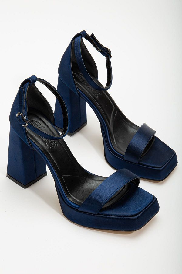 Blue thick heel shoes on sale