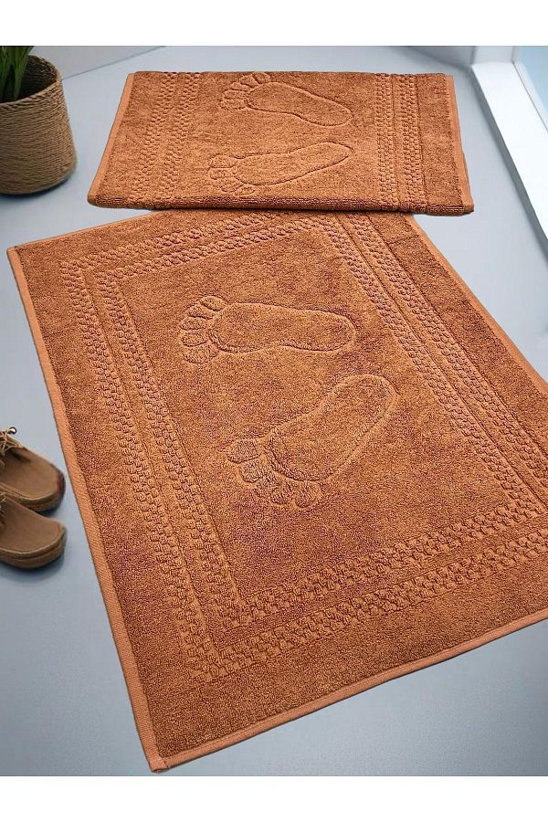AYHANHOME-Set of 2 100% Cotton Foot Towels - Footprint Patterned, 50X70 cm 1