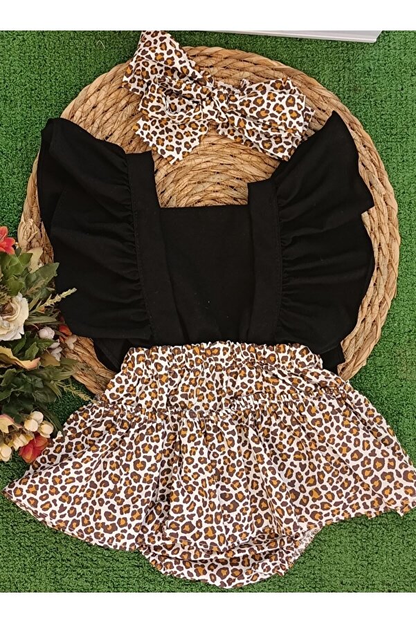 Ensu bayb Bebek Leopar Desenli Slopet Elbise
