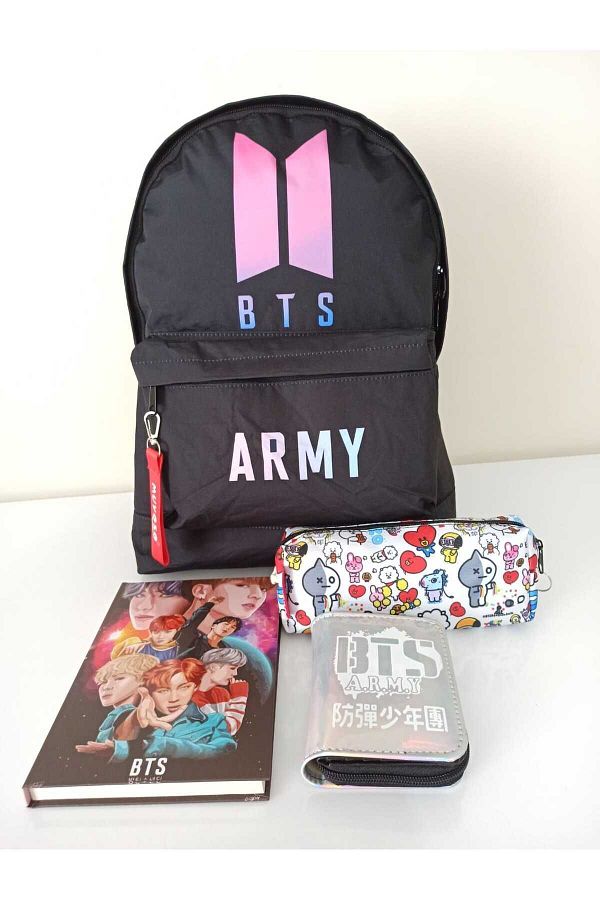 Alanc Gift Bts Army Backpack and School Bag Bts Printed Wallet Bts Elastic Notebook Bts Pen Holder Gift Set Trendyol