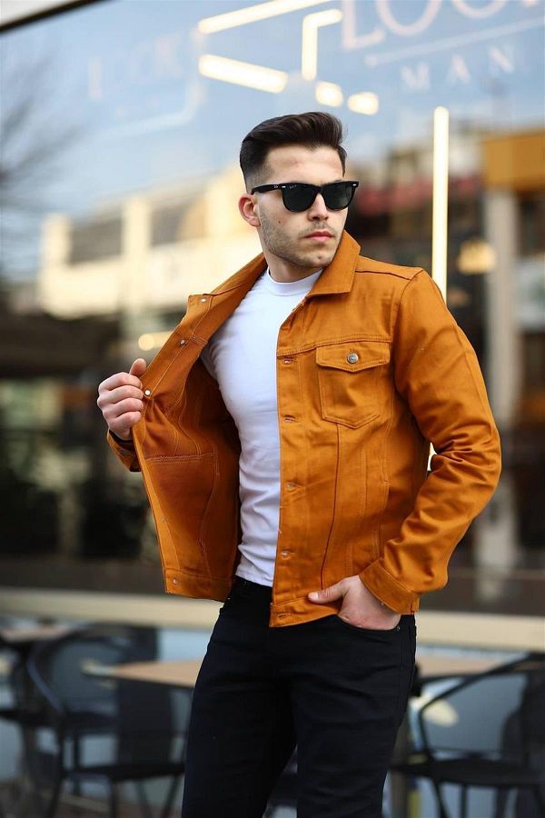 Pobudo Mustard Color Denim Jacket Trendyol