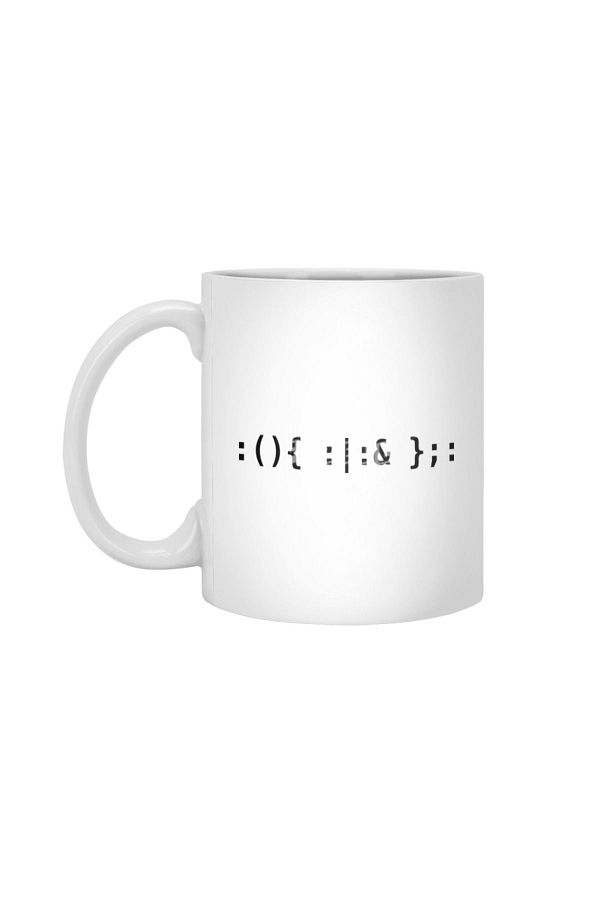 Fizello-Black Text Design Bash Fork Bomb for Unix/Linux Hackers - White Mug 1