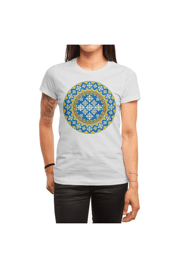 Fizello-Λευκό μπλουζάκι Unisex - Σχέδιο Space Flower Array 1