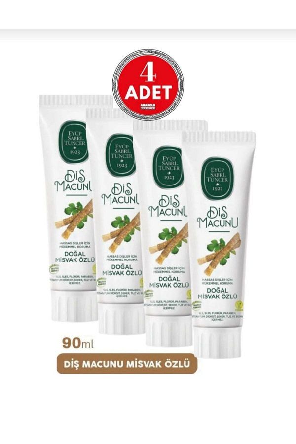 Eyüp Sabri Tuncer-90 ml Set of 4 - Oral Care Full Gun, Refreshing Toothpaste, Perfect Protection for Sensitive Outside with Miswak Extract 1