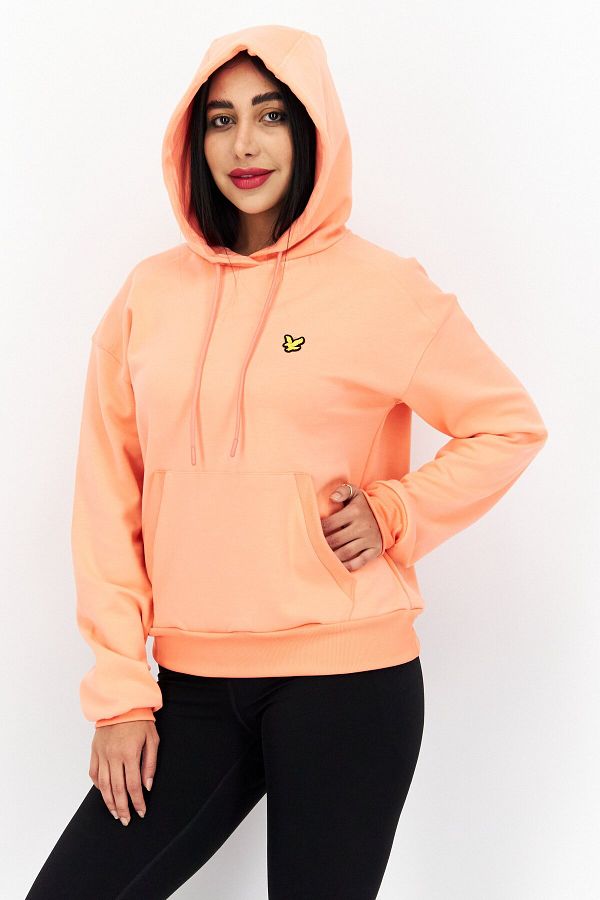 Lyle Scott Women Long Sleeve Brand Logo Hoodie Coral Trendyol