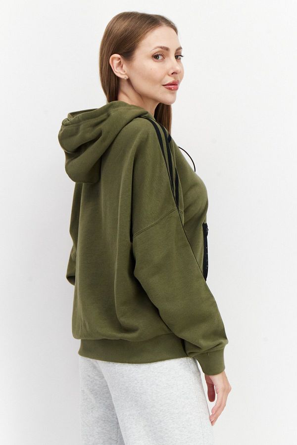 adidas Women Sportswear Fit Long Sleeve Hooded Outdoor Sweatshirt Olive Trendyol