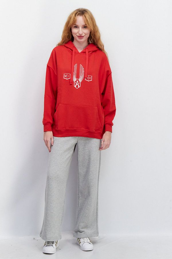 Don t Call Me Jennyfer Women Hood With Drawstring Graphic Print Sweatshirt Red Trendyol