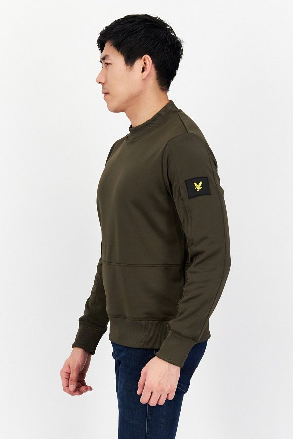 Lyle Scott Men Crew Neck Brand Logo Long Sleeve Sweatshirt Dark Olive Trendyol
