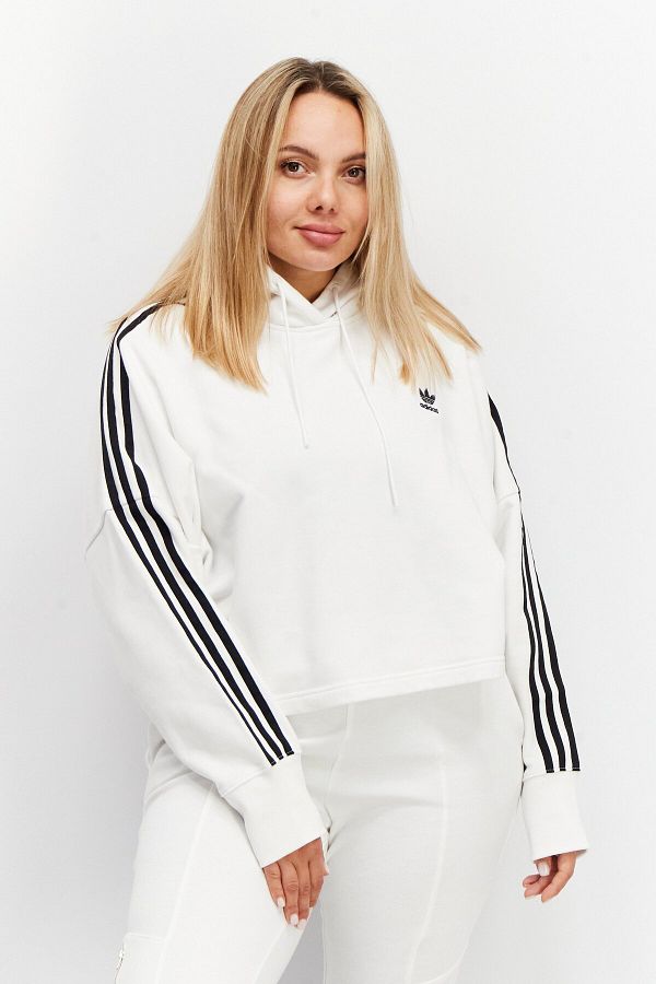 adidas Women Long Sleeve Cropped Hoodie White Trendyol