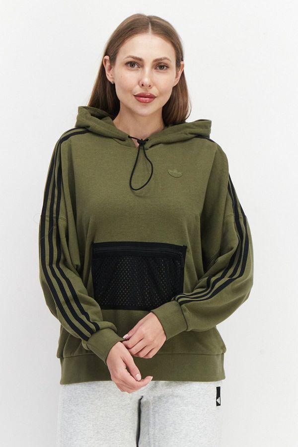 adidas Women Sportswear Fit Long Sleeve Hooded Outdoor Sweatshirt Olive Trendyol