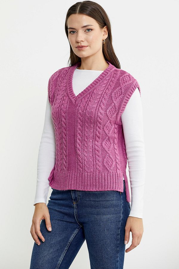 Sementa Rose Colored Braided Long Knitwear Sweater Trendyol