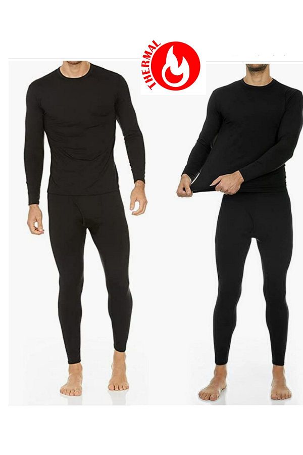 socksbox Men s Winter Thermal Suit Underwear plain Black flexible Trendyol