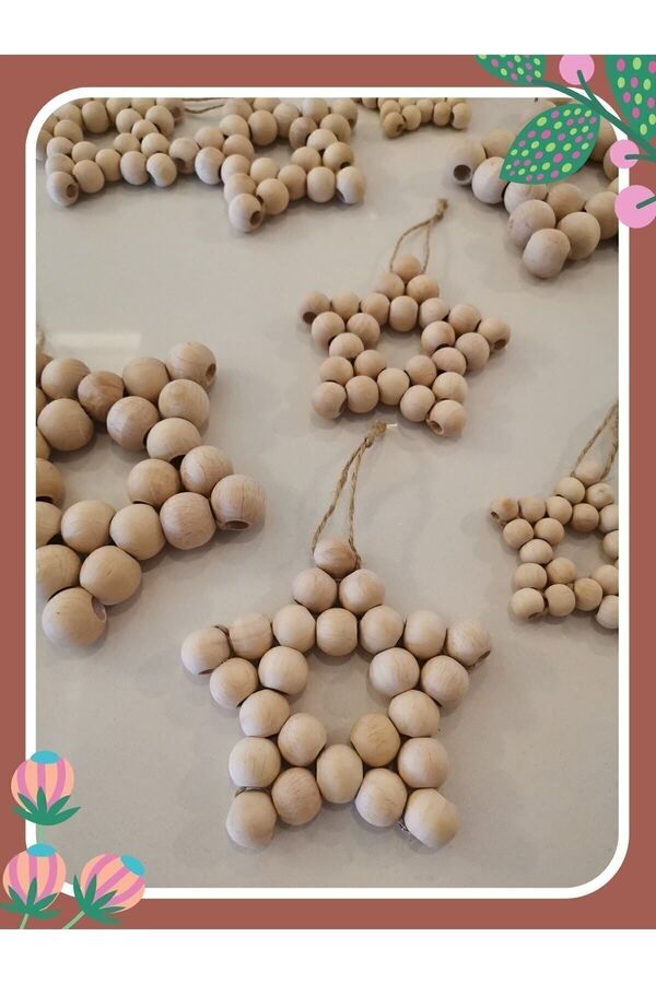 Genel Markalar El Yapımı Ahşap Boncuktan Yıldız