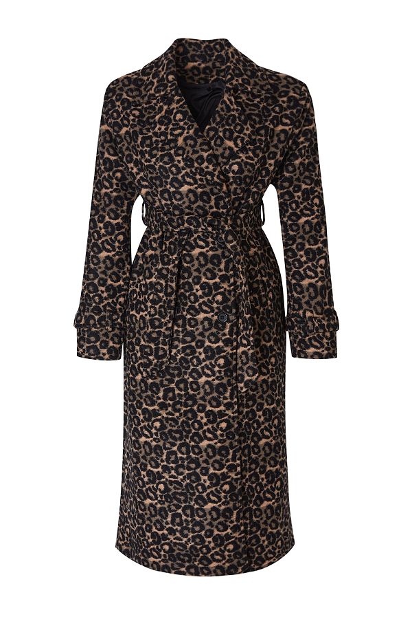 Long Wool Coat with Leopard Print from Trendyol with a 39% Discount!