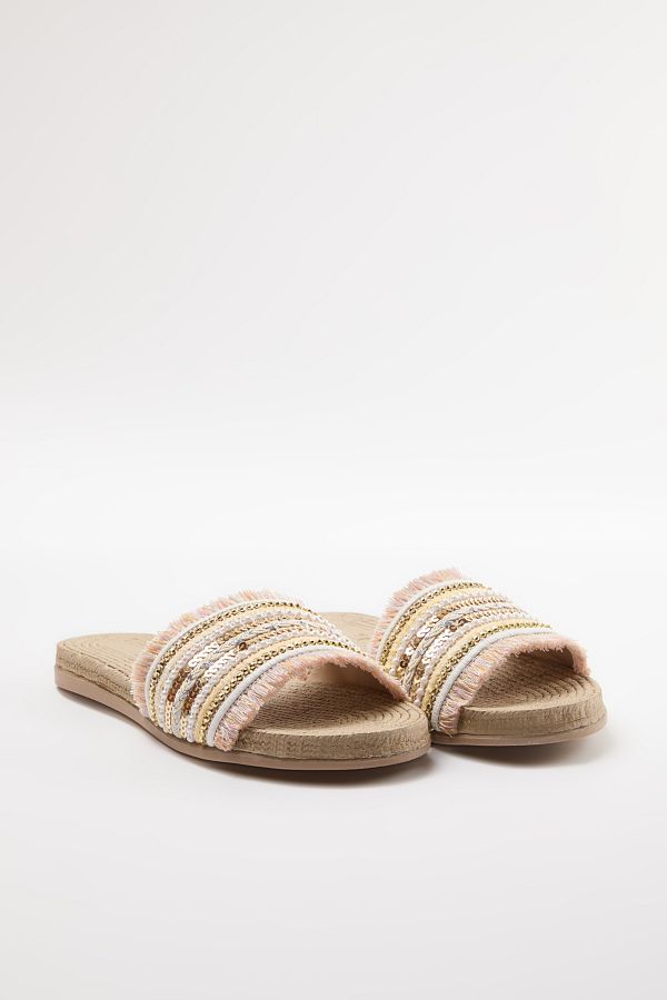 TRENDYOL SHOES-Beige Hausschuhe für Damen mit Pailletten - Gestrickt Takaw25te00001 1