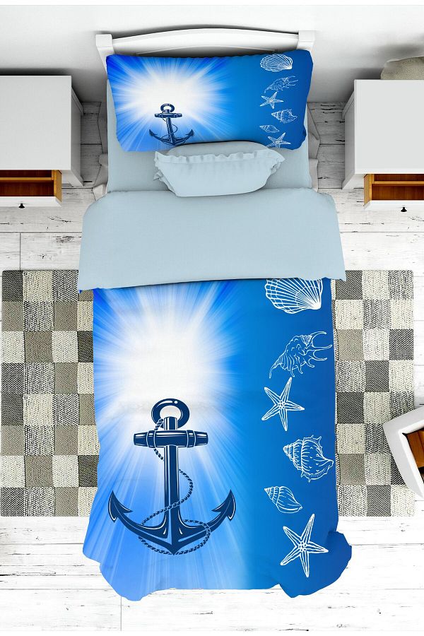 on the clouds-Boy's Bedroom - Anchor Patterned, Cover and Pillowcase Pique 1