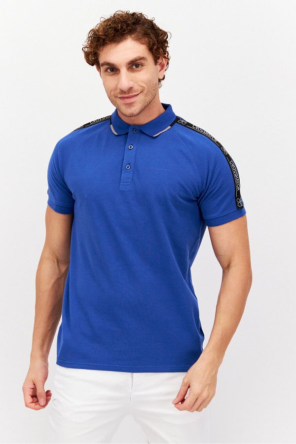 Crosshatch Men Regular Fit Brand Logo Short Sleeve Polo Shirt Blue Trendyol