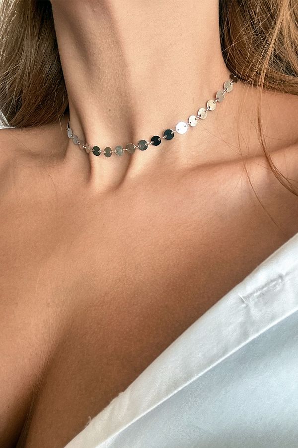 Silver sequin choker store