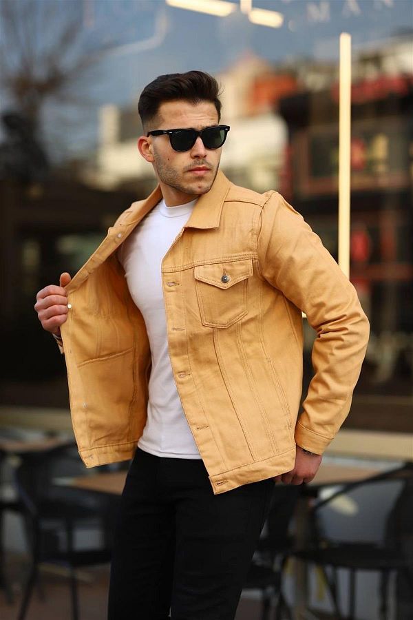 Mens mustard denim jacket outlet