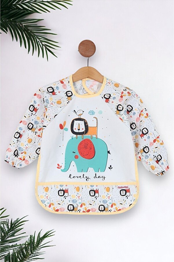 Ege Bebek Hayvanlar Baskılı Uzun Kollu Su Geçirmez Aktivite ve Mama Önlüğü