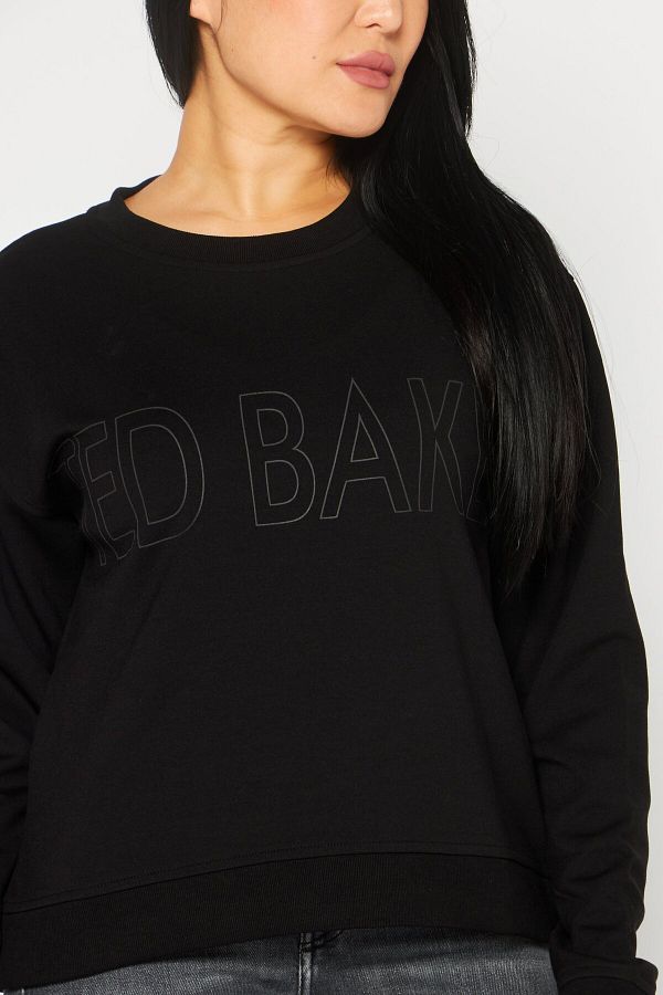 Ted Baker Women Crew Neck Long Sleeves Brand Logo Sweatshirt Black Trendyol