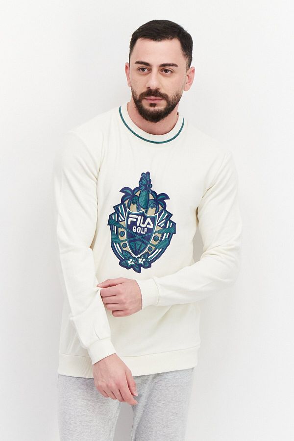 Fila Men Sportswear Fit Round Neck Long Sleeve Outdoor Sweatshirt Beige Trendyol