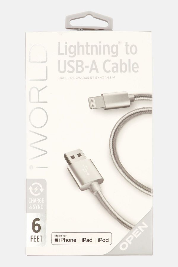 iWorld-6 Feet USB Lightning Cable, Silver 1