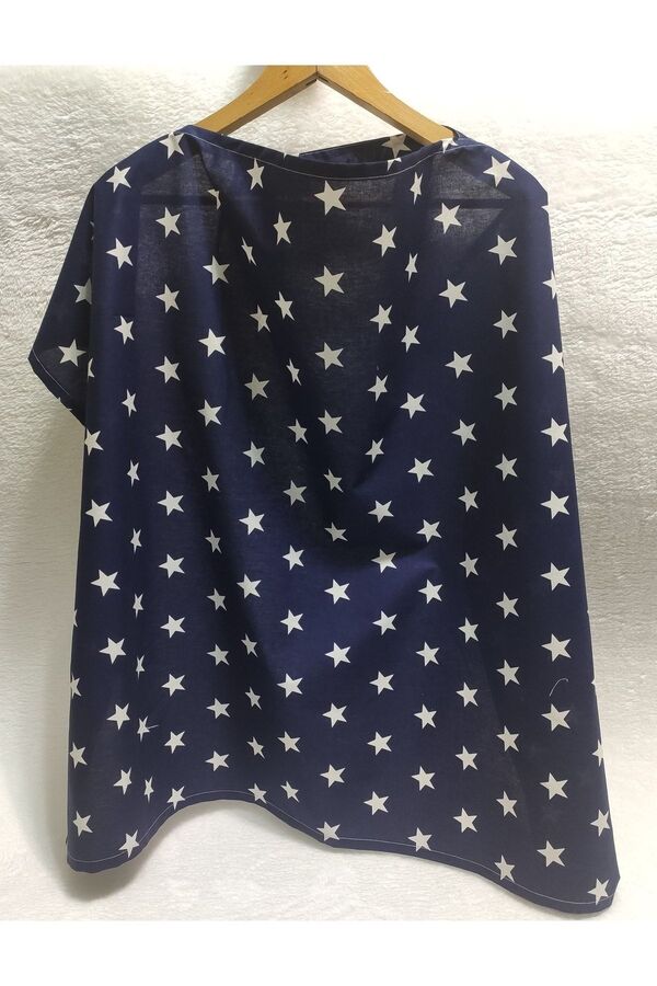 BeybiNest Balenli Emzirme Önlüğü 100x80 Cm Ayarlanabilir Boy Lacivert Yıldızlar