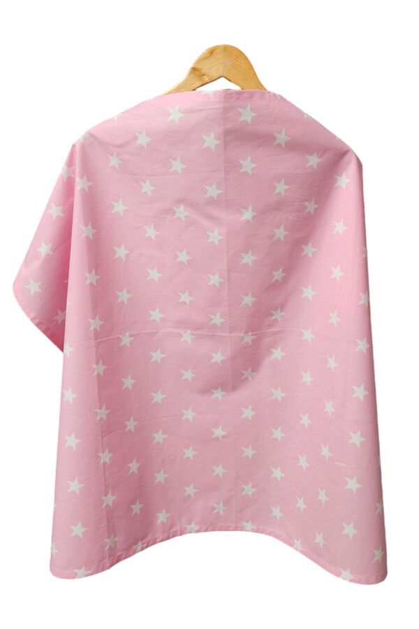 BeybiNest Balenli Emzirme Önlüğü 100x80 Cm Ayarlanabilir Boy Pembe Yıldız Emzirme Örtüsü Organik Pamuklu